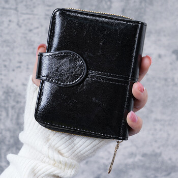 Minimalist exquisite goodies new wallet women's color fashionable folding coin purse multifunctional large capacity card holder hard black
