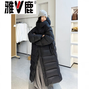 Yalu super good-looking goose down jacket women's winter 2026 new hooded long style ultra-light thick white feather black s applicable black s applicable 90-120 jin