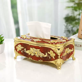 Yusenyi luxury tissue box home living room desktop storage tissue box creative fashion ktv hotel special tissue box gold brown factory direct sales