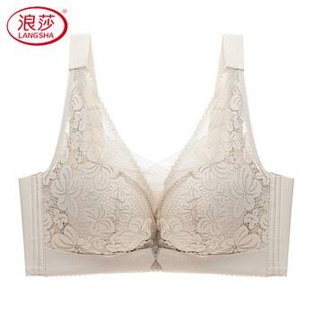 Langsha underwear for women with large breasts, thin, no wire bra, bandeau style, adjustable breast reduction, large size bra push-up, matcha color 75b 34