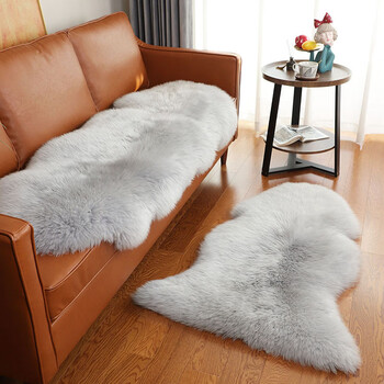 Yusenyi sheepskin all-in-one wool carpet, colored wool cushions and bay window cushions suitable for living rooms and bedrooms, light gray (australian sheepskin) currency丨4p (200x100cm)