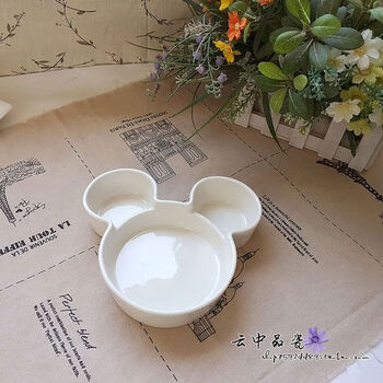 Jiyunmao japanese creative environmentally friendly ceramic tableware mickey divided plate children's rice plate three-compartment plate fruit plate baked rice plate mickey deep style