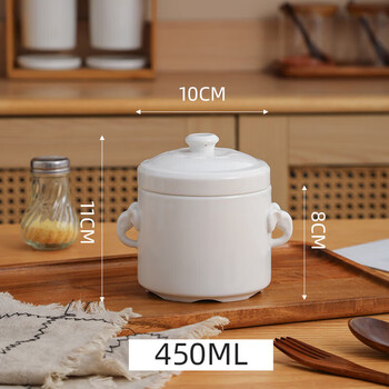 Tuojin ceramic double-lid stew pot water-proof stew household soup cup double-ear stew pot steamed egg pot soup stew pot steaming elephant ear double-cover stew elephant ear double-cover stew pot 450ml