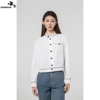 Girdear new winter style fashionable and versatile white single-breasted long-sleeved jacket 1400675 white l (size 4)