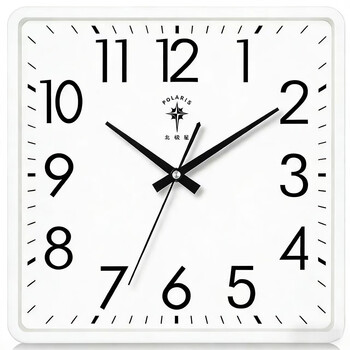 Polaris (polaris) wall clock living room silent 2025 new simple clock square clock modern fashion bedroom wall-mounted quartz clock white (33*32 cm) upgraded ultra-quiet movement