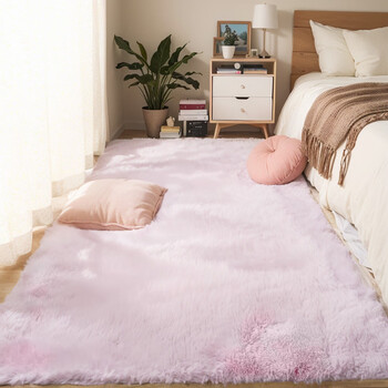 Fantasy carpet bedroom floor mat bedside blanket thick cushion girl's room living room coffee table blanket sofa entry balcony non-shedding tie-dye long velvet tender pink soft upgraded thickening 160cm 250cm (general for bedroom and living room)