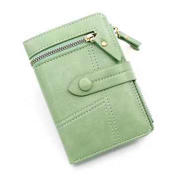 Spot new short women's wallet japanese style small fragrant pu leather zipper money trend coin purse light green