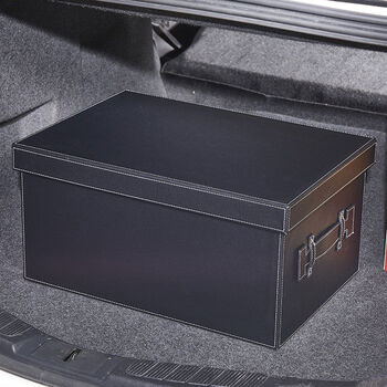 Pickup cat car storage box leather storage box car trunk storage box extra large organizing box home storage box black leather handle large size length 44 points 5 width 35 height 25