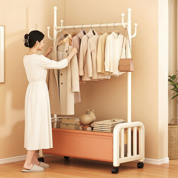 Quanpinwu clothes hanger floor-standing vertical bedroom clothes hanger household mobile clothes drying rack storage storage coat rack 60