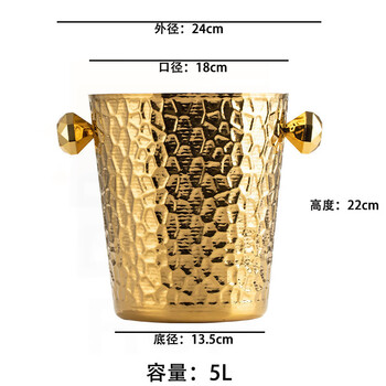 Rop handmade hammered gold stainless steel ice bucket home party ice wine bucket champagne bucket large and small ice cube bucket decorative bucket golden diamond handle ice bucket