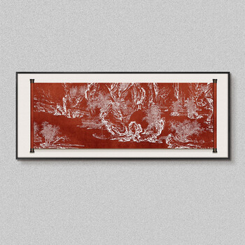 Fantasy new chinese style living room sofa background wall decoration painting hotel b&b restaurant landscape scenery high-end relief hanging painting landscape landscape x5321 original wood grain solid wood frame no. 11 frame 150x60cm double-layer scroll relief texture three-dimensional technology