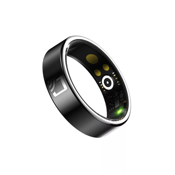 He jiagong multifunctional smart ring nfc access control waterproof sports blood oxygen sleep monitoring heart rate health ring door lock card no. 7 black inner diameter 17.3mm circumference 54.3mm + white charging compartment other