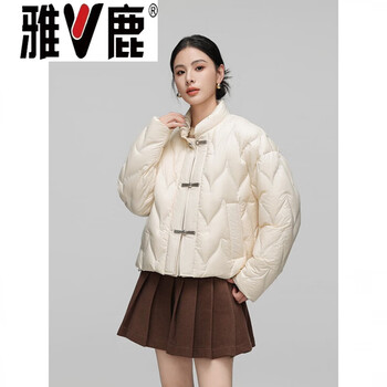 Yalu short down jacket women's winter 2026 new style gentle casual stand collar warm duck down jacket beige beige l (165) 88a