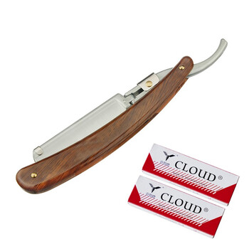 Edward barber professional razor old-fashioned manual razor razor wood grain handle razor a77 with two boxes of blades