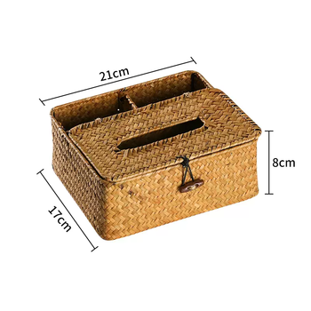 Yusenyi kens tissue box rattan handmade napkin box toilet paper box chinese woven ornaments home straw 22x18x9cm color wide section
