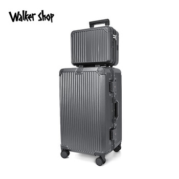 Walker shop thickened large capacity checked luggage multifunctional suitcase business travel strong and durable trolley case space gray child box 26 inch