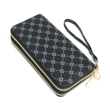 Women's wallet long coin purse new fashion double layer zipper bag large capacity wallet wallet women's clutch black