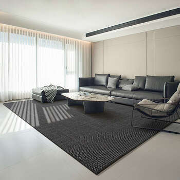 Yusenyi carpet living room blended coffee table blanket high-end sofa cushion home black gray style oatmeal brown wool + polyester blended large pile loop 3 meters 4 meters matched with u-shaped sofa or full floor