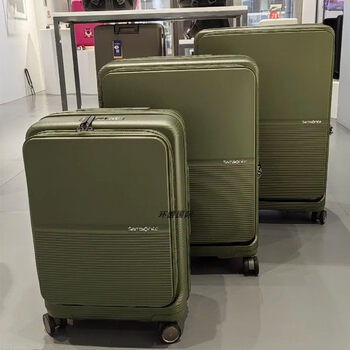 Samsonite paralux front-opening multi-functional suitcase double-door trolley case kt2 new suitcase um0 dark green 24 inches um0*14
