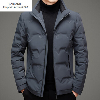 Emporio armani ea7 armani winter new high-end white goose down men's stand-up collar thickened warm down jacket middle-aged short men's light gray xl