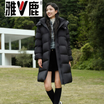 Yalu mid-length down jacket 2026 new fashion sports thickened warm movable hood winter jacket jiujiang down jiujiang down jacket women-black_ high-end western style small down jacket xs 155_80a_within 115 kg_ high-end western style small