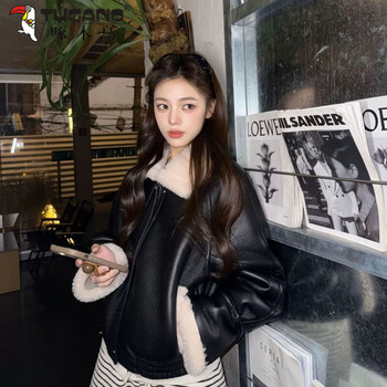 Woodpecker (tucano) autumn and winter plus velvet and thick fur all in one 2026 cold-proof niche personality young black small fragrant lamb hair girl black follow the store for priority delivery 018# s recommendation 90-105