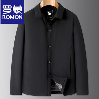 Romon fat brother 2025 lightweight goose down jacket men's large size lapel warm jacket fashion loose winter warm jacket black l (recommended 100-120 catties)