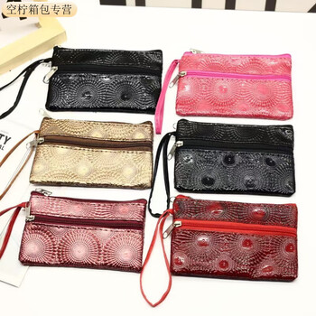 Ye yu double zipper fashion women's bag pattern imitation leather clutch retro mobile phone coin purse women's handbag handbag women's 2 double zipper retro coin purse random style