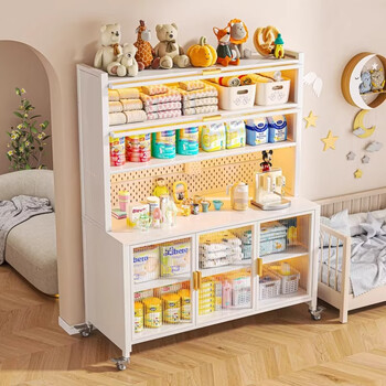 Qixu baby feeding table storage rack for household small apartments with removable package installation baby storage floor-standing dust-proof locker self-installation height 157-countertop white length 60 width 42 storage + removable