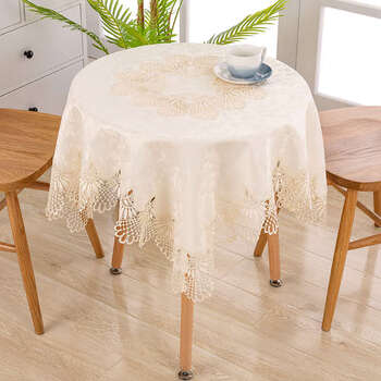 Yusenyi table coffee table small round tablecloth lace round table tablecloth tablecloth living room home tablecloth pure white 082 style 150x150cm square