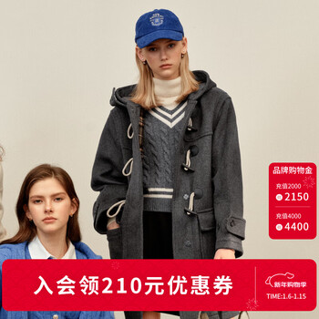 Eland classic long-termism woolen woolen coat women's casual coat qiji red 2025 winter new style eejwf4te01 gray (15) gray s /160