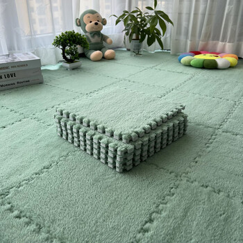 Sanqihu modern simple room blanket carpet bedroom bedside mat living room splicing floor mat gray rental house dormitory full layer full mint green edge strips 30x30x0.6cm 10 pieces cuttable/washable