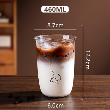 He jiagong ice american latte cup commercial milk tea juice drink cup home high-looking glass water cup high heat resistance super 120 picture no. 2 - transparent style 460ml