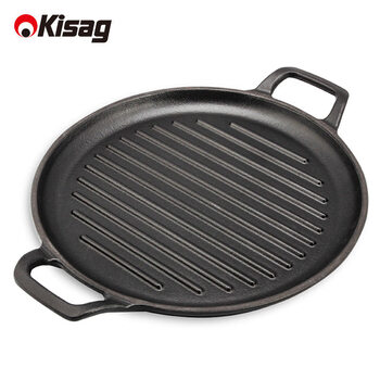 Swiss thickened enamel cast iron baking pan 26cm barbecue grill steak iron plate barbecue plate barbecue grill 26cm cast iron grill pan