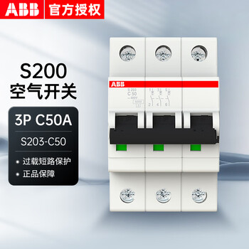 Abb miniature circuit breaker s200 series 3p c50a 6ka s203-c50 10113662
