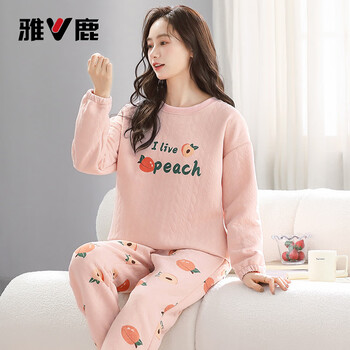 Yalu 2026 autumn and winter air cotton sandwich pajamas for women sweet thickened long-sleeved three-layer thin quilted home clothes set 8500 m