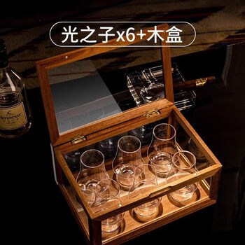 Flower season classic crystal whiskey cup tasting wine cup whiskey cup whiskey special cup 2-pack set (original color glass wooden box) son of light*6