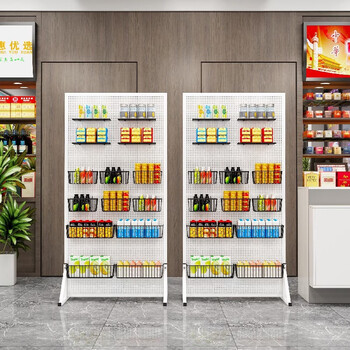 Pupan floor-standing hole board storage rack mobile phone accessories jewelry storage hardware tools hanging board supermarket white length 100 height 200 wheel free hook 50