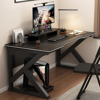 Anluosen computer desk desktop bedroom simple student rental house study table writing desk desk bookshelf integrated office desk solid wood ecological board cool black 80*60cm
