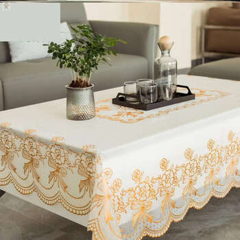 Fantasy tablecloth disposable coffee table table cover 2021 dining table tablecloth film rose gold 110x160 lace on four sides
