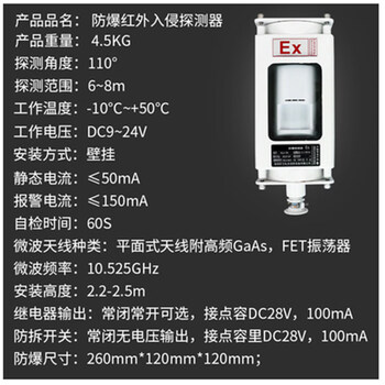 Explosion-proof infrared double-detection grating through-beam three-detection detector chemical factory outdoor rain-proof explosion-proof shield anti-theft alarm explosion-proof double detection