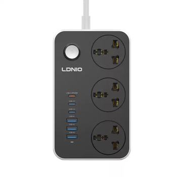 Ldnio hong kong version british multi-socket extension board usb socket household multi-function singapore british standard wiring board typec fast charger multi-port pd fast charging socket smart charging station sc3604c three sockets + 3usb-c + 3usb