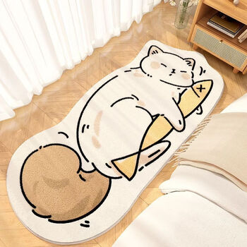 Fantasy imitation cashmere cartoon cat carpet living room bedroom bedside strip rug bedside rug carpet floating home carpet 40x120 imitation cashmere hugging yellow croaker cat