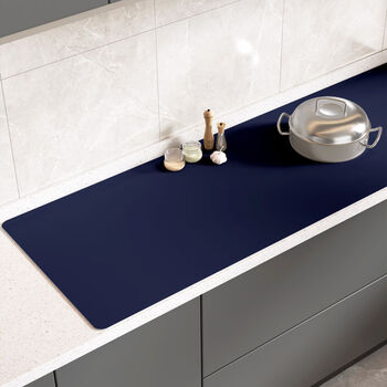 Fantasy solid color kitchen stove mat, cabinet anti-dirty mat, night star blue (upgraded, thickened, high temperature resistant) 50x130cm