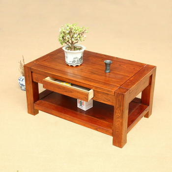 He jiagong tatami coffee table solid wood bay window table old elm kang table balcony floor low table home living room small table 60*40*40 rosewood color fully decorated