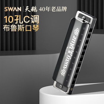 Swan (swan) 10-hole blues c harmonica adult student professional performance harmonica black