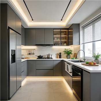 Yong huan all-aluminum kitchen integrated cabinet custom home corner stainless steel pull basket drawer stove integrated multi-functional kitchen cabinet all-aluminum cabinet six-sided seamless door