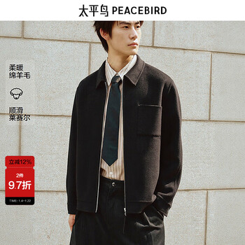Peacebird men's wear shopping mall same style woolen jacket 25 winter new black jacket b1bcf4228 black 1 s