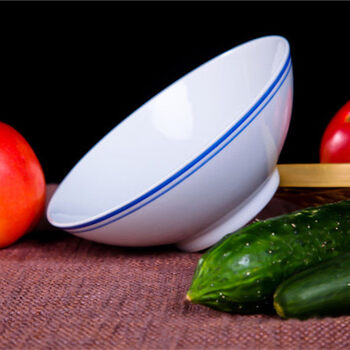 Tuojin ceramic tableware underglaze color old-fashioned blue rim bowl household creative soy milk bowl noodle bowl rice bowl soup bowl commercial 6-inch blue rim third and fourth grade