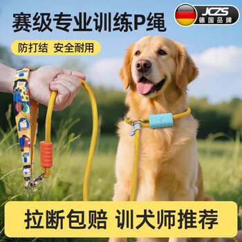 Jczs german brand dog rope p chain p rope small, medium and large dog traction rope anti-bite extra long explosion-proof dog chain for walking dogs lemon yellow -150cm*1cm